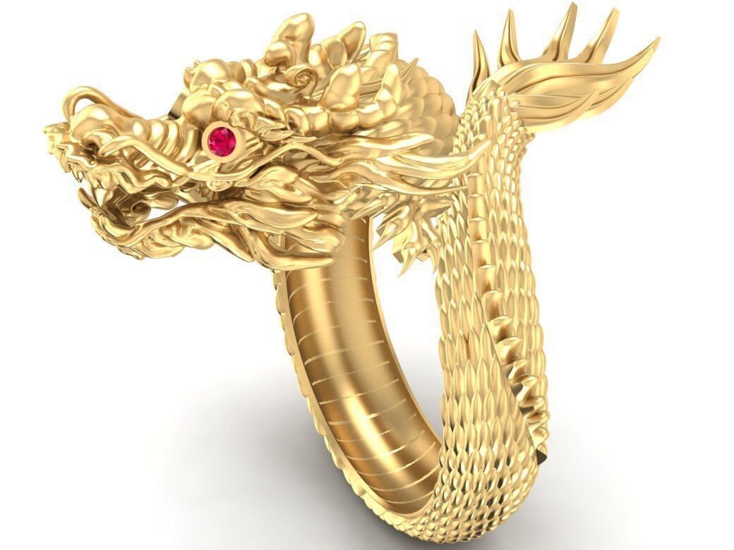 925 Sterling Silver Dragon Ring Men Biker Ring Dragon - Etsy