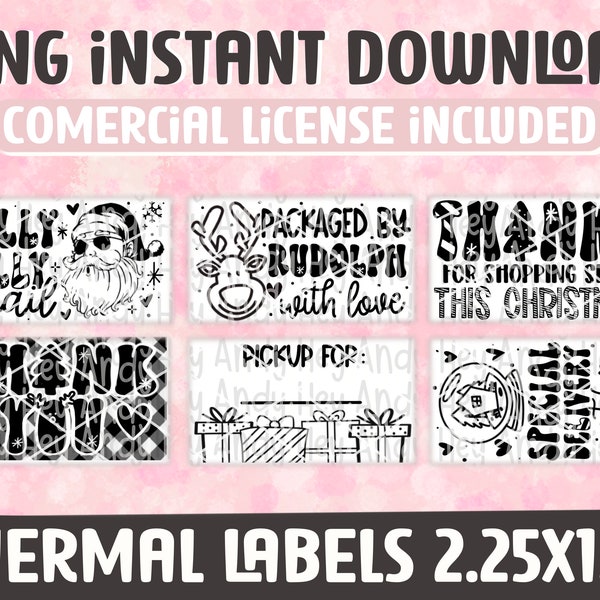 Christmas Thermal Labels Bundle - Small Business Stickers - Packaging Stickers - Thermal Printer File PNG Sticker For Rolo Munbyn Printer