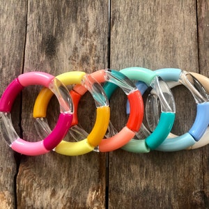 SWEET SUMMERTIME Stack // 12mm Acrylic Bangle Bracelets // Mix & Match // Brightly Colored Bracelets // Acrylic Tube Bracelets image 1