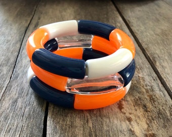 H-TOWN Stack // ASTROS Stack // HTX Stack // Astros Bracelets // Gift for Her // 12 mm Acrylic Tube Bracelet // Houston Astros Bracelet