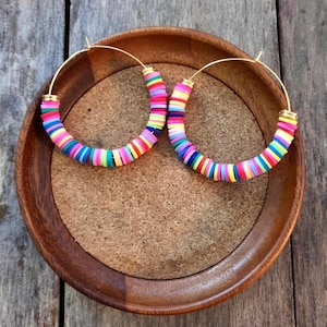 FIESTA Earrings // Heishi Bead Earrings { Multiple Colors } // Lightweight Hoops // Heishi Earrings // Hoop Earrings