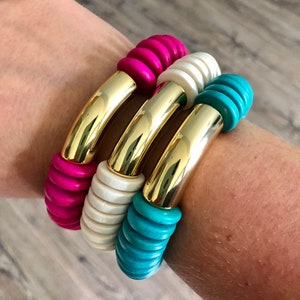 OCEANSIDE - Natural Wood Stackable Bracelet {Available in 9 COLORS} // Mix & Match