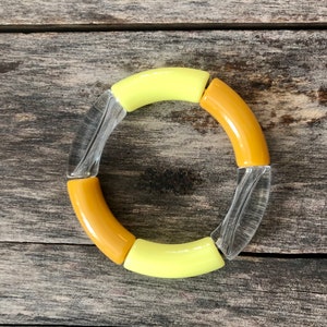 SWEET SUMMERTIME Stack // 12mm Acrylic Bangle Bracelets // Mix & Match // Brightly Colored Bracelets // Acrylic Tube Bracelets Single Yellow