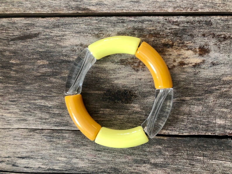 SWEET SUMMERTIME Stack // 12mm Acrylic Bangle Bracelets // Mix & Match // Brightly Colored Bracelets // Acrylic Tube Bracelets Single Yellow