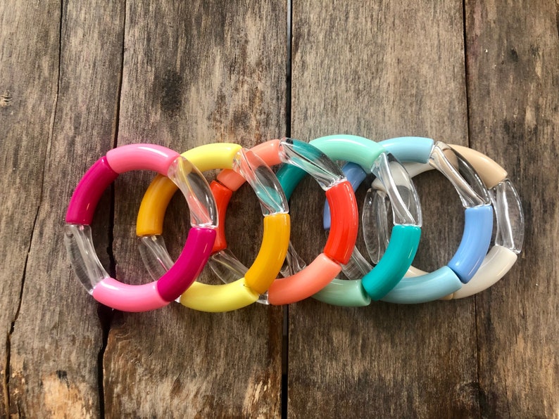 SWEET SUMMERTIME Stack // 12mm Acrylic Bangle Bracelets // Mix & Match // Brightly Colored Bracelets // Acrylic Tube Bracelets image 1