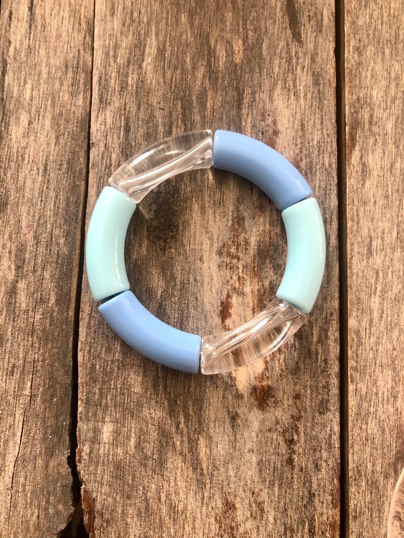 SWEET SUMMERTIME Stack // 12mm Acrylic Bangle Bracelets // Mix & Match // Brightly Colored Bracelets // Acrylic Tube Bracelets Single Blue