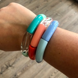 SWEET SUMMERTIME Stack // 12mm Acrylic Bangle Bracelets // Mix & Match // Brightly Colored Bracelets // Acrylic Tube Bracelets image 9