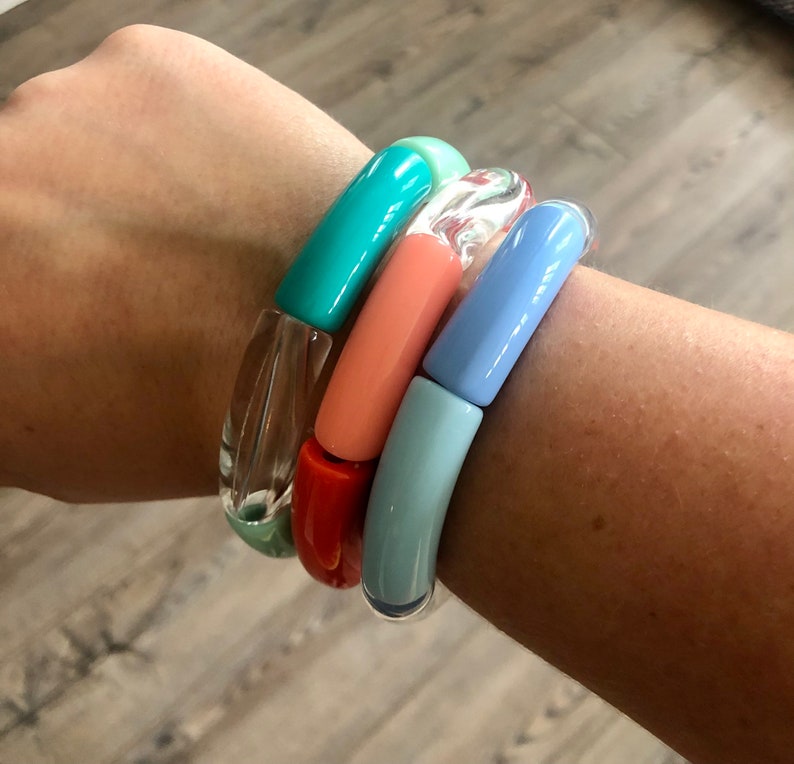 SWEET SUMMERTIME Stack // 12mm Acrylic Bangle Bracelets // Mix & Match // Brightly Colored Bracelets // Acrylic Tube Bracelets image 9