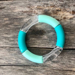 SWEET SUMMERTIME Stack // 12mm Acrylic Bangle Bracelets // Mix & Match // Brightly Colored Bracelets // Acrylic Tube Bracelets Single Turquoise