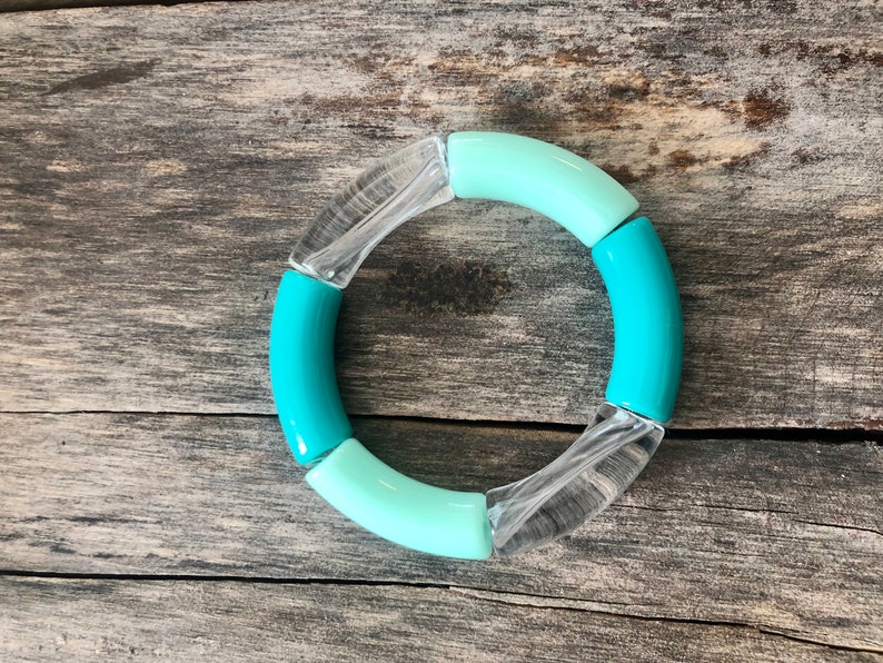 SWEET SUMMERTIME Stack // 12mm Acrylic Bangle Bracelets // Mix & Match // Brightly Colored Bracelets // Acrylic Tube Bracelets Single Turquoise