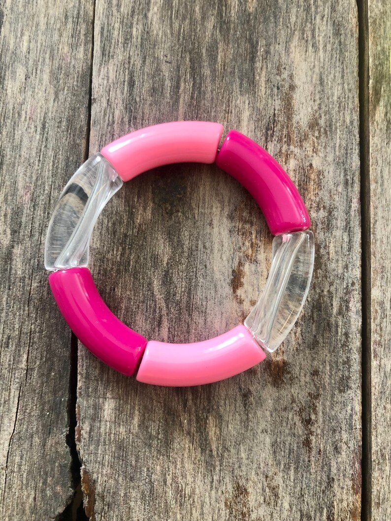 SWEET SUMMERTIME Stack // 12mm Acrylic Bangle Bracelets // Mix & Match // Brightly Colored Bracelets // Acrylic Tube Bracelets Single Pink