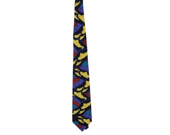Vintage 90's The Beatles Neck Tie Yellow Submarine Silk Unisex Androgynous Whimsical 1991 USA Made Blue