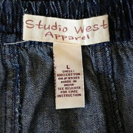 Vtg 80's Studio West Skirt Womens L Cotton Jean F… - image 2