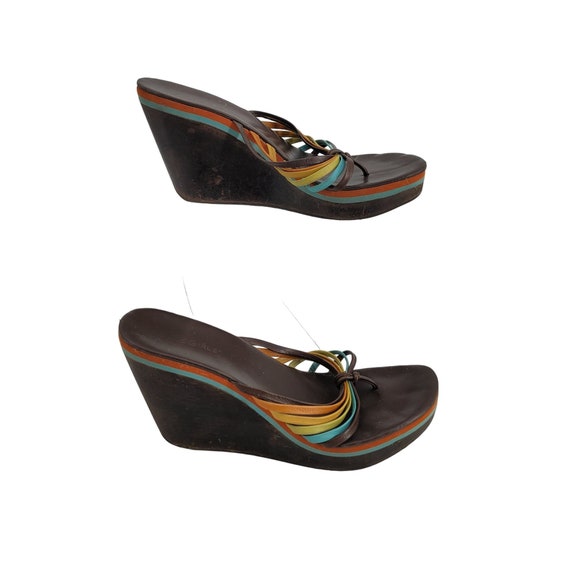 Vintage 90s Does 70's BCBG Platform Wedge Sandals… - image 8