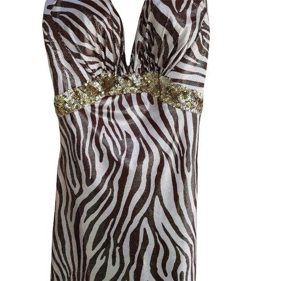 Vintage Y2K La Femme Metallic Bronze Zebra Stripe… - image 5