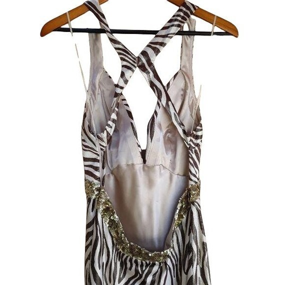 Vintage Y2K La Femme Metallic Bronze Zebra Stripe… - image 9