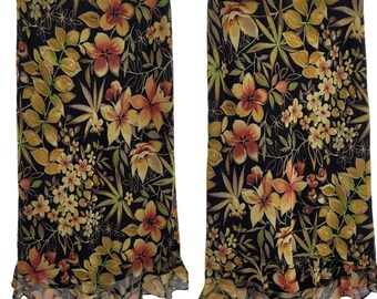 Vtg 90's Skirt Sheer Botanical Tropical Floral High Low