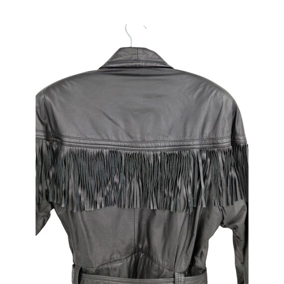 Vintage 80's G-III Rocker Fringed Leather Belted … - image 7