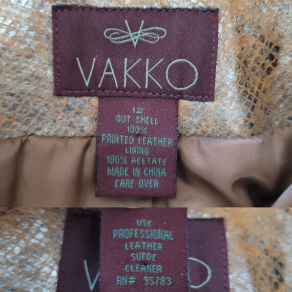 Vtg 90's Designer Vakko Blazer Leather Jacket Met… - image 3