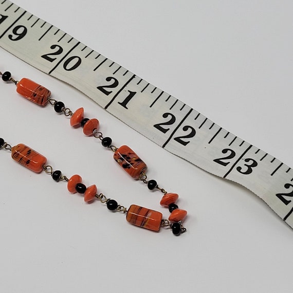 Vintage 30's Art Deco Orange Black Art Glass Chai… - image 3