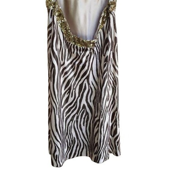 Vintage Y2K La Femme Metallic Bronze Zebra Stripe… - image 10