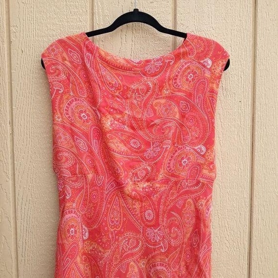 Vintage Pink Coral Bandana Paisley Print Sleevele… - image 7