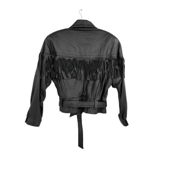 Vintage 80's G-III Rocker Fringed Leather Belted … - image 2