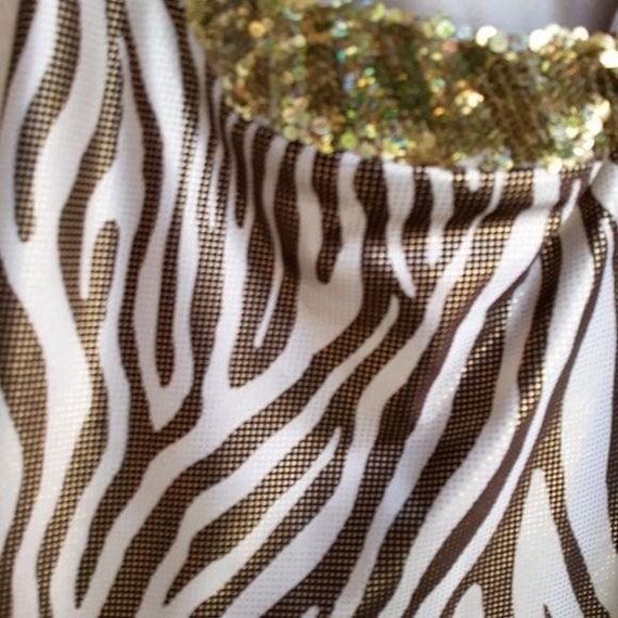 Vintage Y2K La Femme Metallic Bronze Zebra Stripe… - image 7