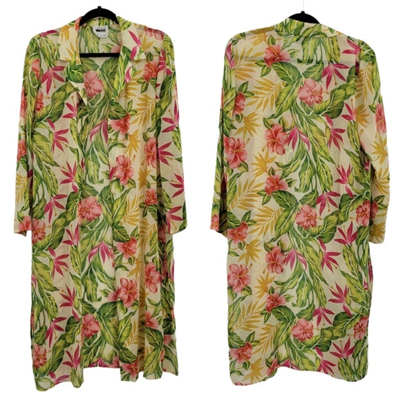 Vtg 70's Leslie Fay Duster Coverup Coconut Girl T… - image 1