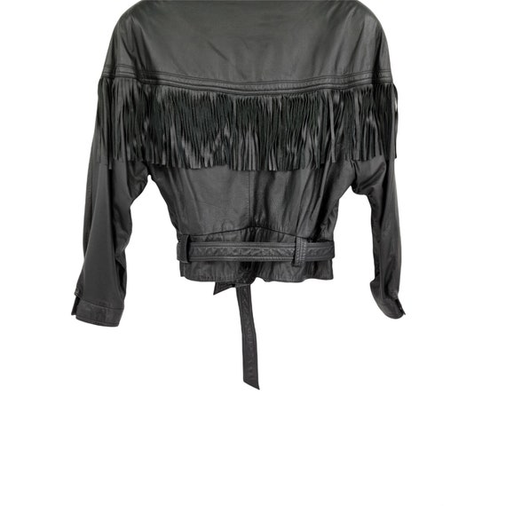 Vintage 80's G-III Rocker Fringed Leather Belted … - image 8