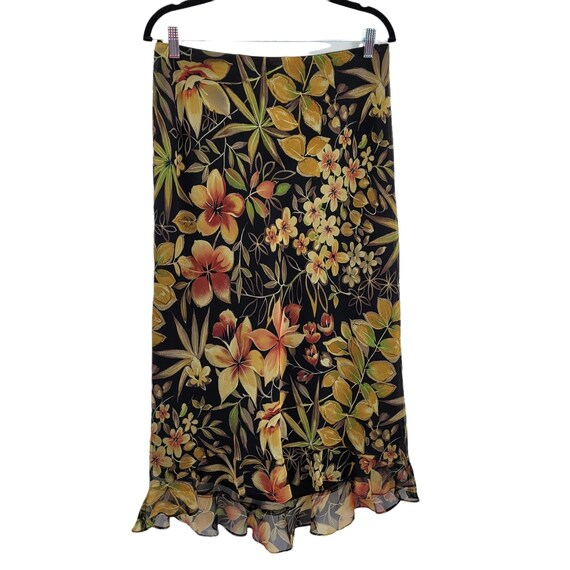 Vtg 90's Skirt Sheer Botanical Tropical Floral Hi… - image 6