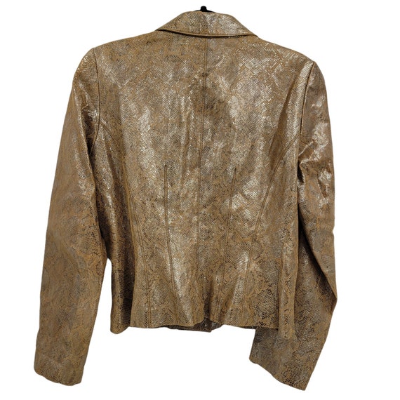 Vtg 90's Designer Vakko Blazer Leather Jacket Met… - image 2