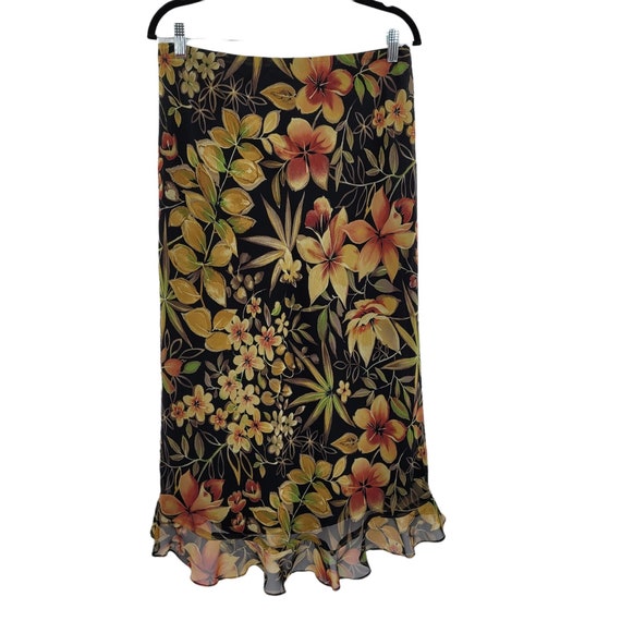 Vtg 90's Skirt Sheer Botanical Tropical Floral Hi… - image 9