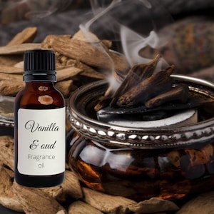 Aceite aromático de vainilla y oud / Aceite de perfume / Aceite aromático para velas / Aceite aromático para difusor de varillas