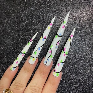 Glow in the dark Press On nails| Blue press on nails | Christmas Nails | Long Press on nails | Extra Long Press On Nails