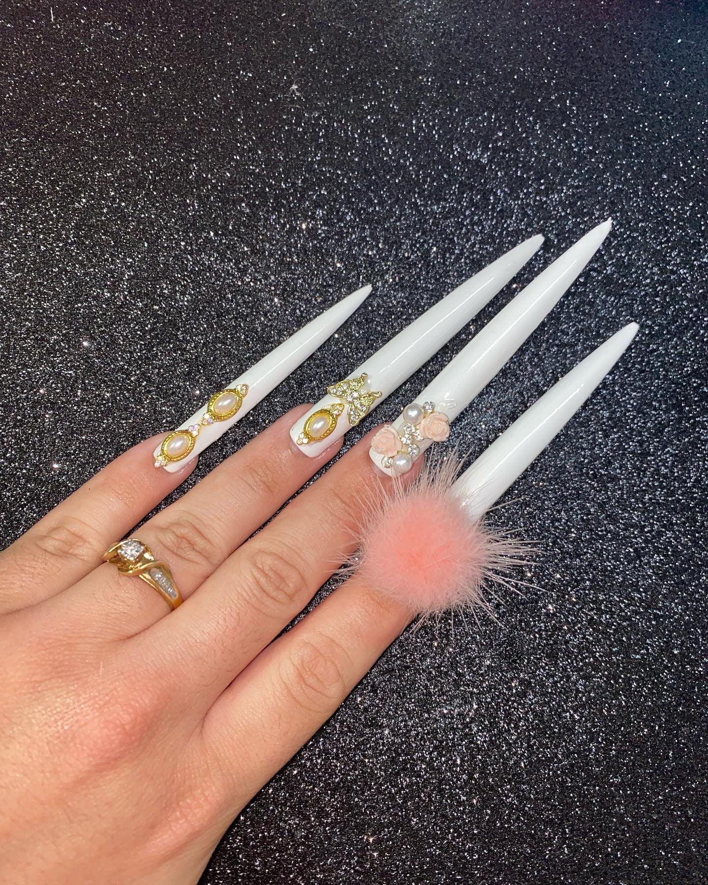 Classy Press on Nails White Extra Long Press on Nails Etsy
