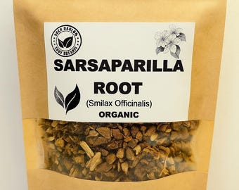 Biologische SARSAPARILLA-WORTEL | Smilax Officinalis | Sarsaparillathee | Kruidenthee | Gedroogde wortel | Biologische kruiden | Biologische wortel | Herba