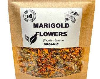 Organic MARIGOLD FLOWERS | Tagetes Erecta | Marigold Tea | Dried Flowers | Organic Herbs | Dried Herbs | Herba | Tea