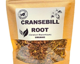 Organic CRANSEBILL ROOT | Geranium Macrorrhizum | Cransebill Tea | Dried Root | Herbal Tea | Organic Herbs | Herba | Tea | Organic Root