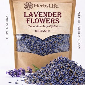 Flores de lavanda orgánicas secas / Hierba culinaria, té de hierbas, bolsitas aromáticas, popurrí, artesanías