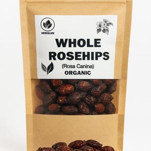 Organic WHOLE ROSEHIPS DRIED – Rosa Canina Herbal Tea – Vitamin C Rich Wild Harvested | Herba | Dried Fruits
