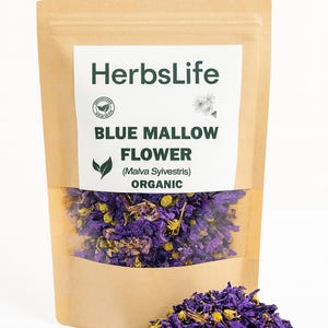 Organic BLUE MALLOW FLOWER | Malva Sylvestris | Blue Mallow Tea | Herbal Tea | Herba | Tea | Dried Herb | Organic Herb | Herba | Herbalism
