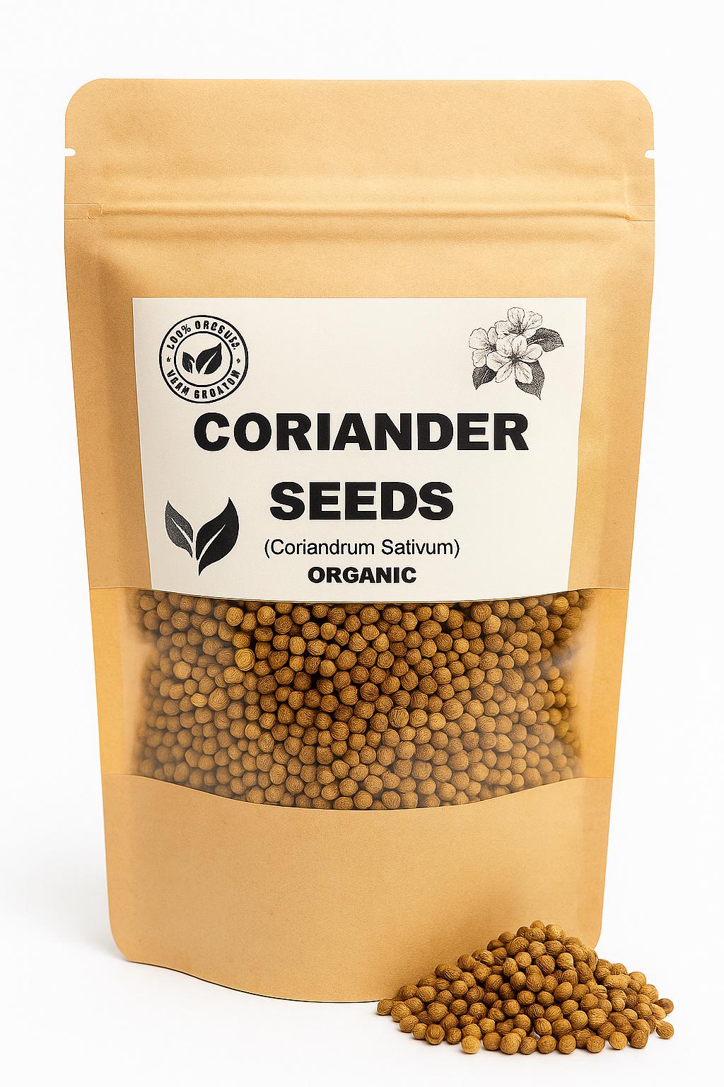 Organic Coriander Seeds | Coriandrum Sativum Dried Seeds for Herbal Tea Spices | Organic Herb Semens for Cooking & Natural Remedies