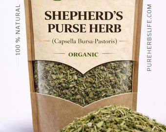 Hierba de bolsa de pastor orgánica / Capsella Bursa-Pastoris, ingrediente botánico seco cortado