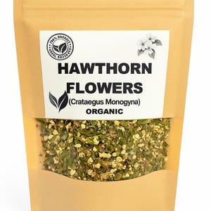 Organic HAWTHORN FLOWERS & LEAF | Crataegus Monogyna | Hawthorn Tea |  Herbal Tea | Organic Herbs | Herbal Tea | Organic Flower
