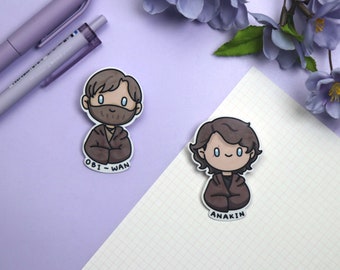 Chibi Obi-wan and Anakin Stickers and Acrylic Keychains