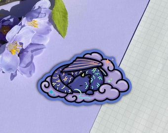 Sleepy Dragon Holographic Sticker