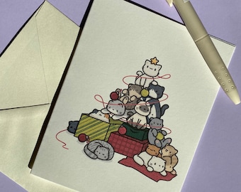 Cat Tree Christmas Card - 4.24” x 5.5”