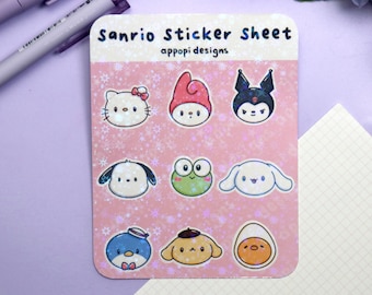 Foglio di adesivi con personaggi Kawaii