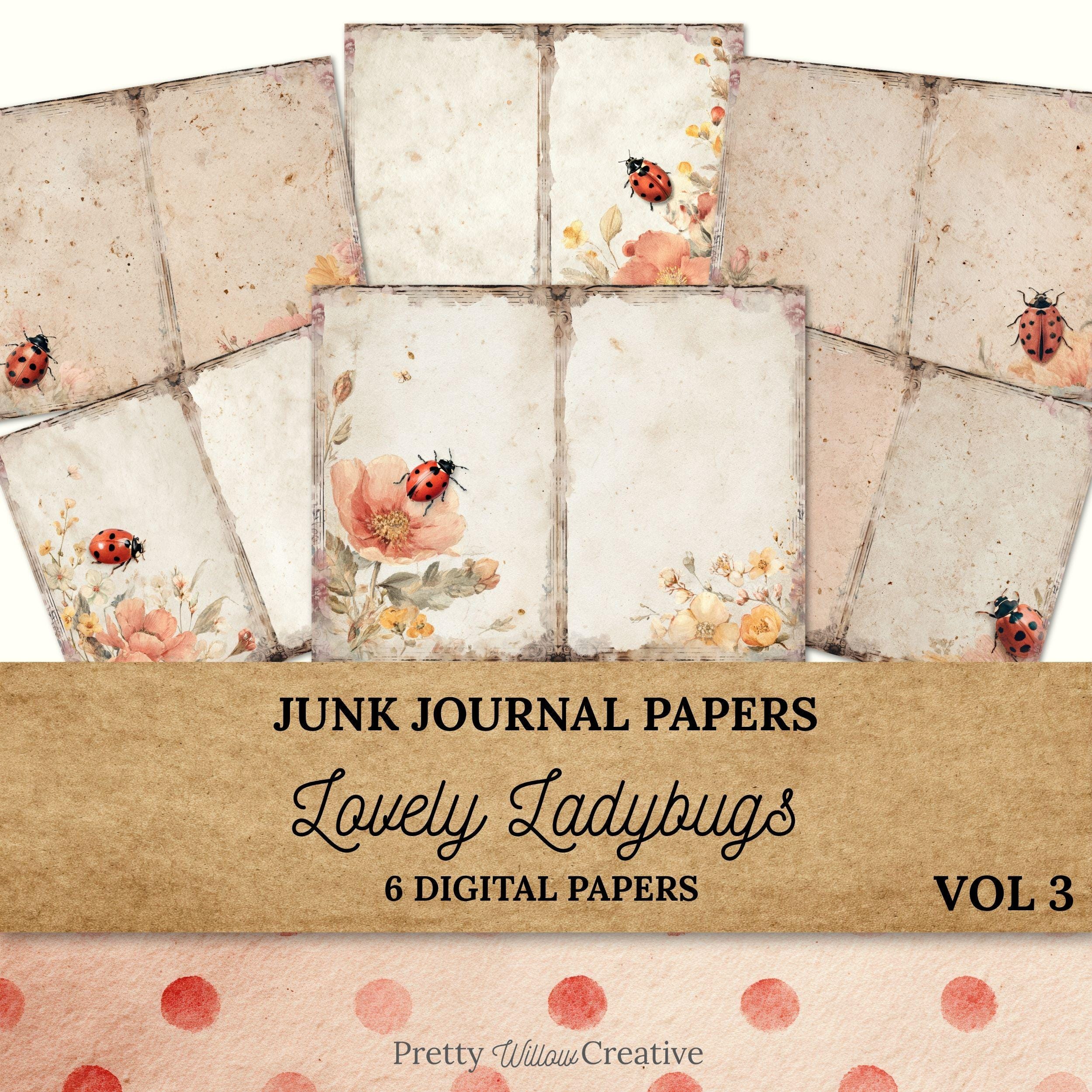 Ladybug Junk Journal Paper Kit| Printable Ephemera Set for Scrapbooking ...